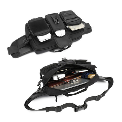 ozuko men's tactical waist bag outdoor waterproof men's bag crossbody bag sports waist bag multi-functional large capacity waist bag 