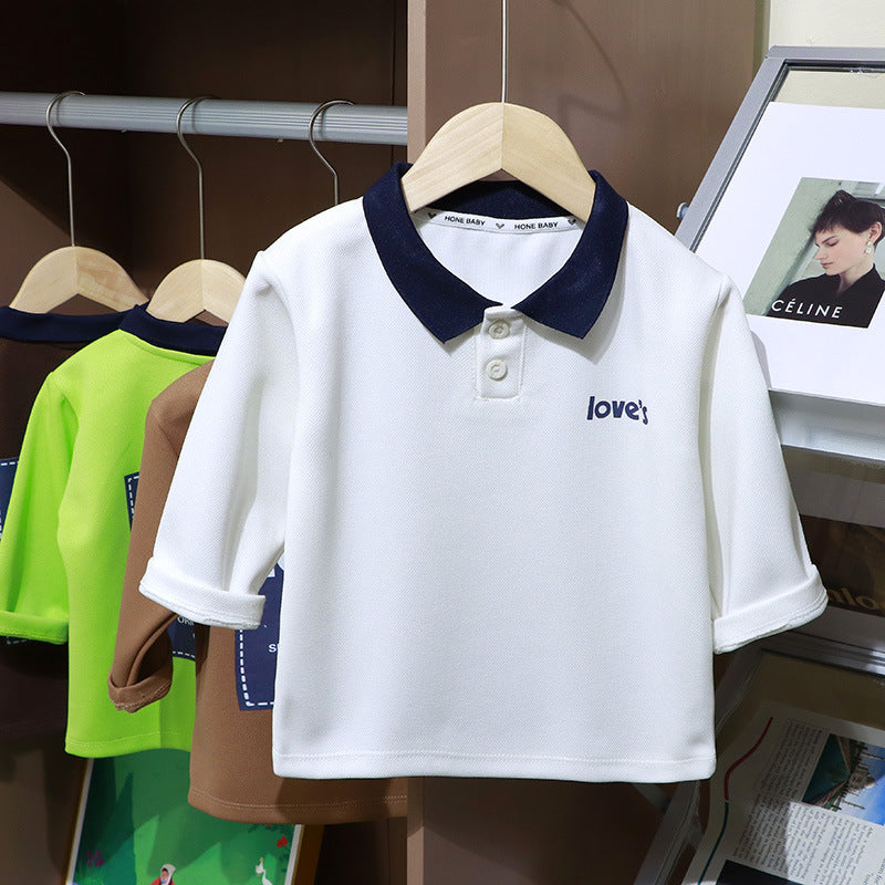 儿童polo衫女童外穿打底男童polo领上衣男童t恤宝宝衣服服服批发