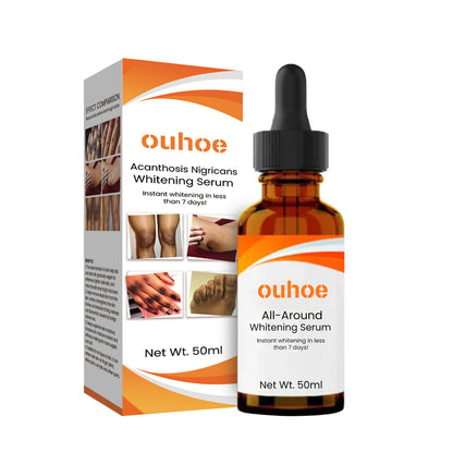 OUHOE Black Acanthosis Whitening Essence သည် လက်မောင်းအောက် တံတောင်ဆစ် ဒူးဆစ်များကို ညိုမဲစေပြီး အသားအရေကို တောက်ပစေသော Essence 