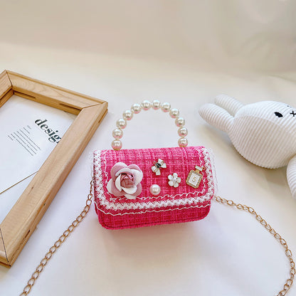 New style children's small square bag, stylish princess handbag, Korean style girl's chain crossbody bag, children's shoulder bag wholesale 
