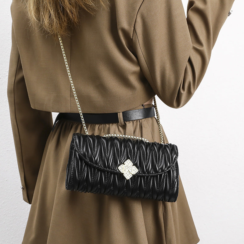 Embroidered Chain Handbag Women's Bag 2022 Trendy Shoulder Bag Crossbody Bag Welfare Style Diamond Small Bag Factory Direct Sales 