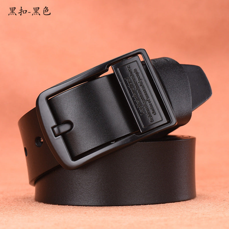 Men's Belt Spot Leather Pin Buckle Pure Cowhide Non-Laminated Belt Men's Korean Style Trendy Casual Jeans Belt Wholesale 