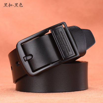 Men's Belt Spot Leather Pin Buckle Pure Cowhide Non-Laminated Belt Men's Korean Style Trendy Casual Jeans Belt Wholesale 