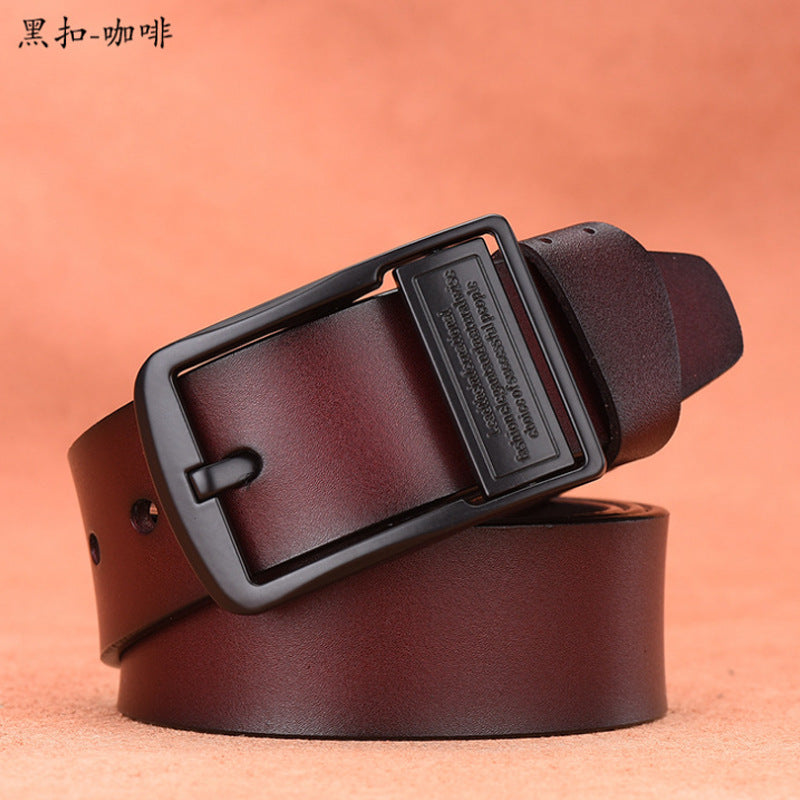 Men's Belt Spot Leather Pin Buckle Pure Cowhide Non-Laminated Belt Men's Korean Style Trendy Casual Jeans Belt Wholesale 