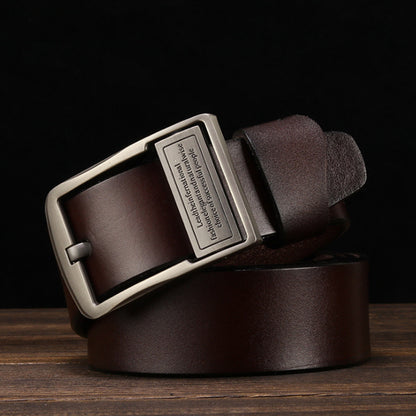 Men's Belt Spot Leather Pin Buckle Pure Cowhide Non-Laminated Belt Men's Korean Style Trendy Casual Jeans Belt Wholesale 