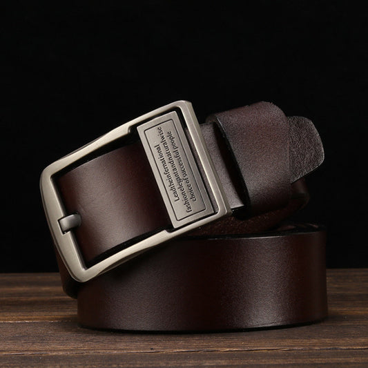 Men's Belt Spot Leather Pin Buckle Pure Cowhide Non-Laminated Belt Men's Korean Style Trendy Casual Jeans Belt Wholesale 