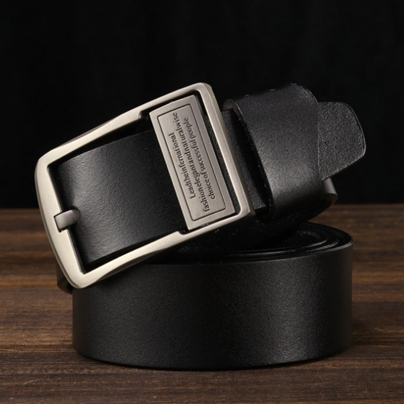 Men's Belt Spot Leather Pin Buckle Pure Cowhide Non-Laminated Belt Men's Korean Style Trendy Casual Jeans Belt Wholesale 