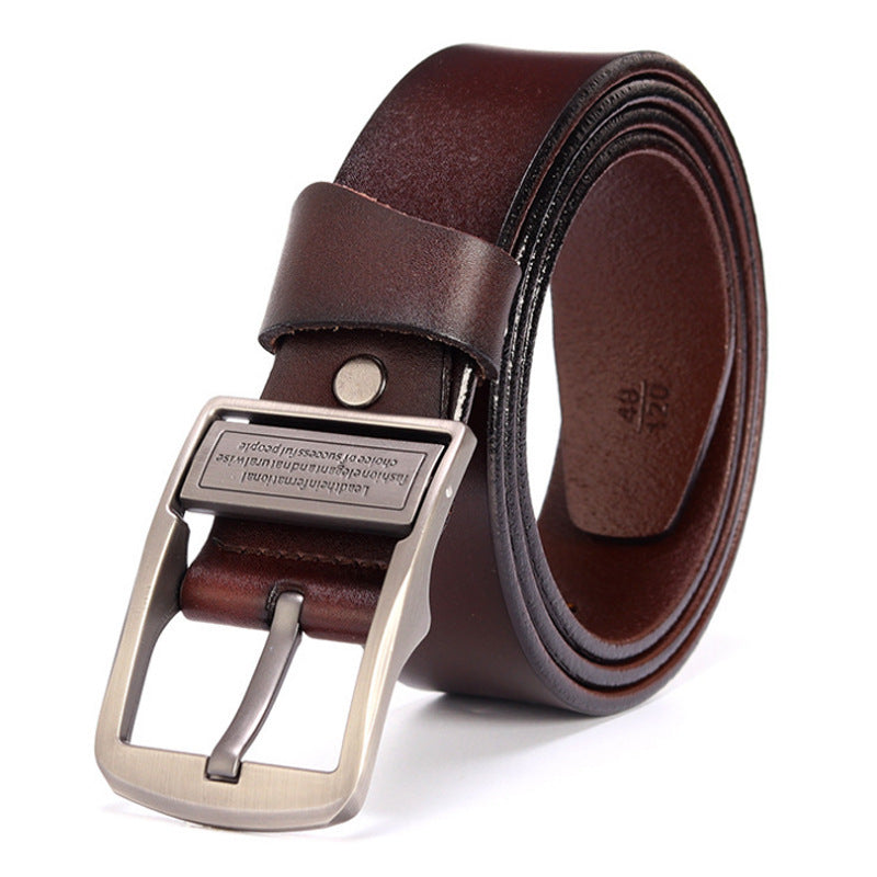 Men's Belt Spot Leather Pin Buckle Pure Cowhide Non-Laminated Belt Men's Korean Style Trendy Casual Jeans Belt Wholesale 