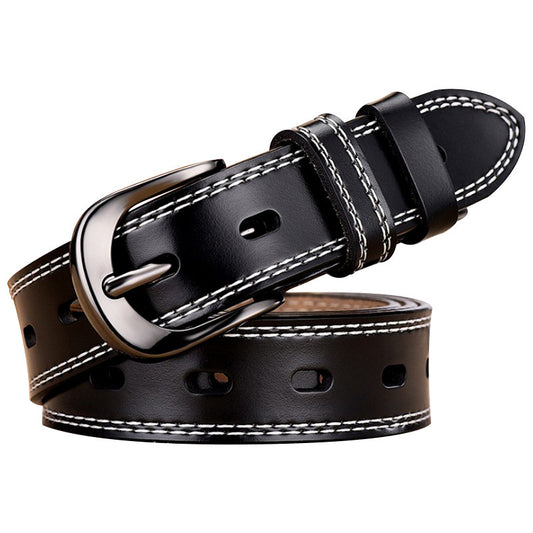 Women's leather belt retro pin buckle cowhide spot wholesale fashion all-match belt women's Korean version of women's belt 
