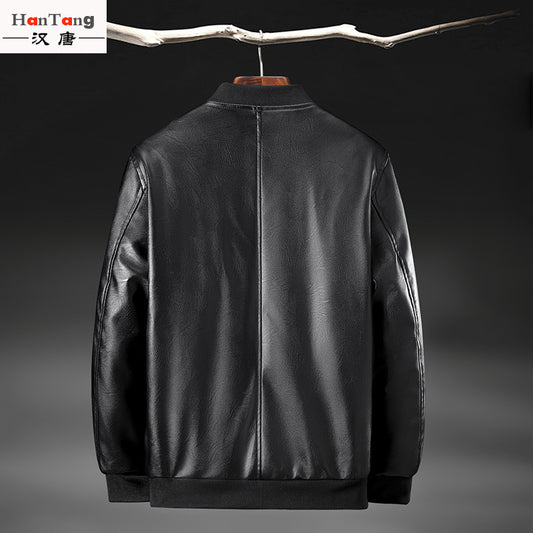 Hengming leather clothing 2021 winter new men's stand-up collar business PU leather clothing men's motorcycle jacket manufacturers wholesale