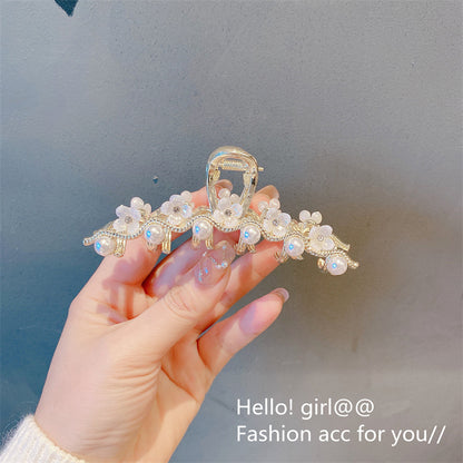 Super fairy flower clip new large metal butterfly clip female summer back head hair clip shark clip headdress hair clip 