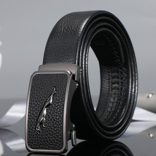 Men's belt automatic buckle skin alloy buckle head lychee pattern business casual belt men wholesale one drop shipping 
