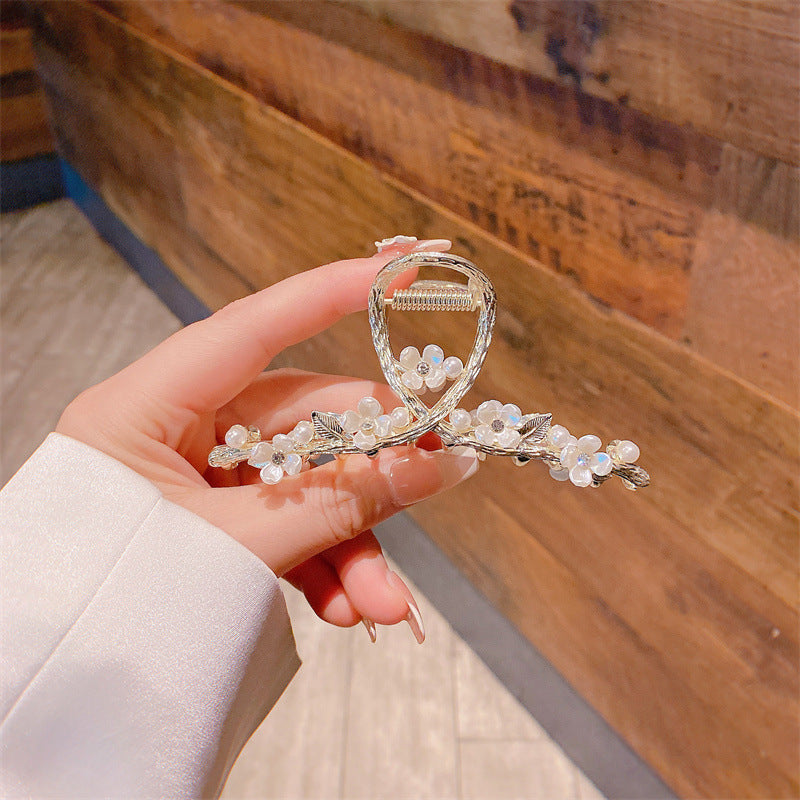 Super fairy flower clip new large metal butterfly clip female summer back head hair clip shark clip headdress hair clip 