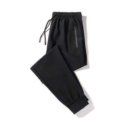 Ice silk elastic quick-drying pants men's summer thin section plus fat XL Korean version stylish couple net red same style trendy pants 