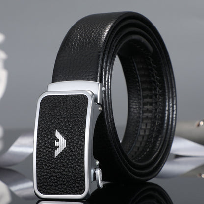 Men's belt automatic buckle skin alloy buckle head lychee pattern business casual belt men wholesale one drop shipping 