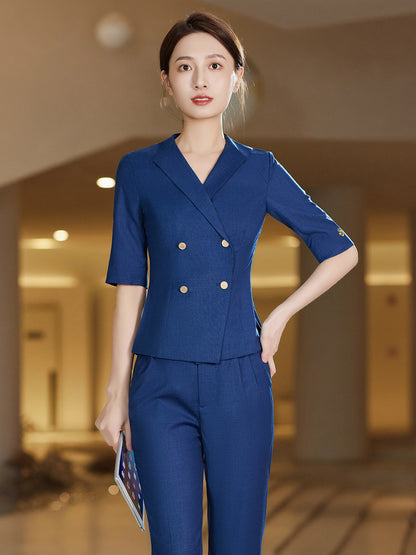 2024薄款夏季中袖老凤祥银楼店员服店长工作服高端黄金珠宝店工装