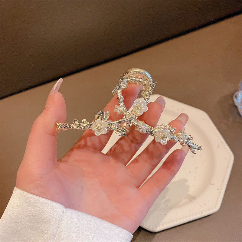 Super fairy flower clip new large metal butterfly clip female summer back head hair clip shark clip headdress hair clip 