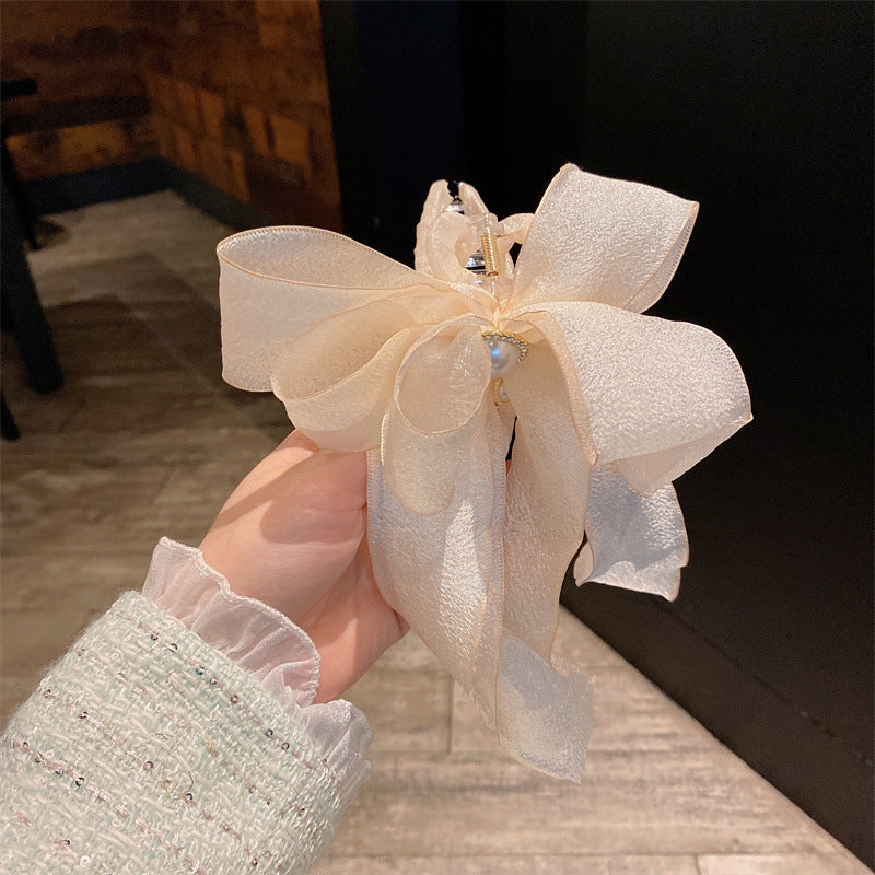 Super fairy flower clip new large metal butterfly clip female summer back head hair clip shark clip headdress hair clip 