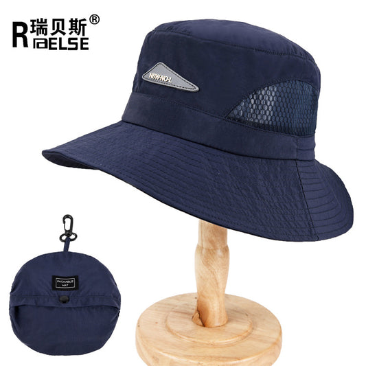 Quick-drying waterproof fisherman's hat can store bag basin hat summer thin section outdoor mountaineering hat men's sunshade hat women 