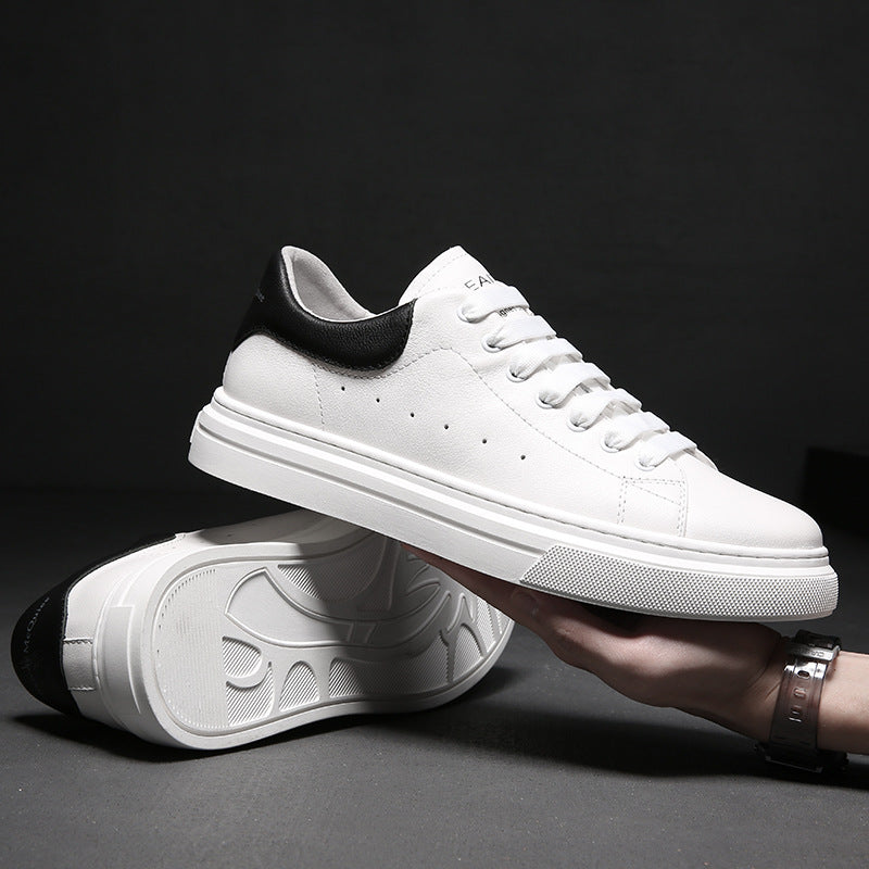 McQueen small white shoes men's 2023 spring new simple all-match lace-up casual men's shoes top layer cowhide genuine leather sneakers