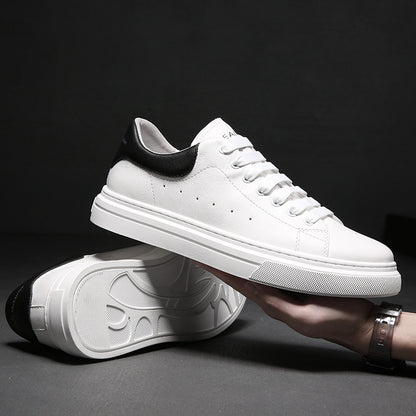 McQueen small white shoes men's 2023 spring new simple all-match lace-up casual men's shoes top layer cowhide genuine leather sneakers