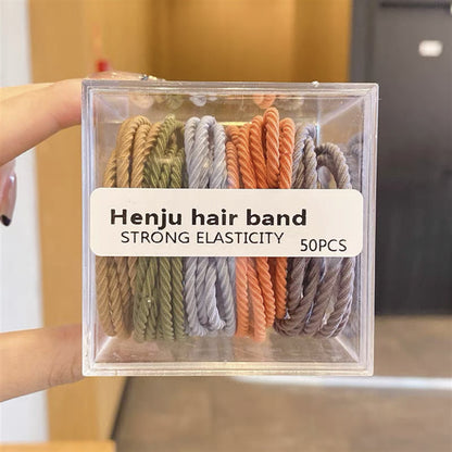 Korea 50 boxed colour ချည်မျှင်မြင့် မျှော့ဦးခေါင်းကြိုး အမျိုးသမီး၏ရိုးရှင်းပြီး မထိခိုက်စေဘဲ စိတ်နေစိတ်ထားရှိသော သားရေကွင်း ဆံပင် ခေါင်းစွပ်ကြိုး
