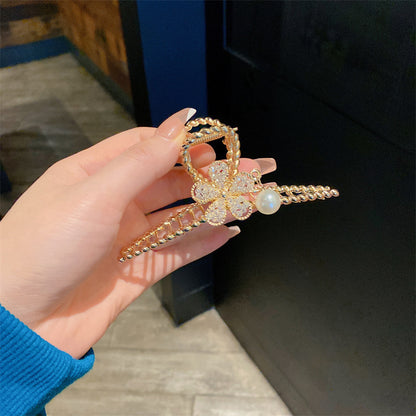 Super fairy flower clip new large metal butterfly clip female summer back head hair clip shark clip headdress hair clip 