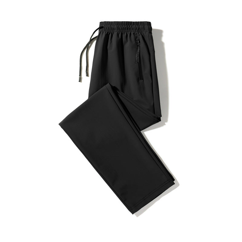 Ice silk elastic quick-drying pants men's summer thin section plus fat XL Korean version stylish couple net red same style trendy pants 