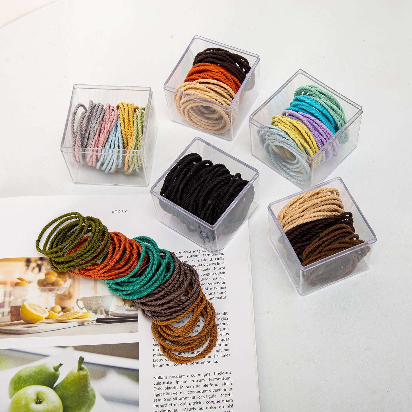 Korea 50 boxed colour ချည်မျှင်မြင့် မျှော့ဦးခေါင်းကြိုး အမျိုးသမီး၏ရိုးရှင်းပြီး မထိခိုက်စေဘဲ စိတ်နေစိတ်ထားရှိသော သားရေကွင်း ဆံပင် ခေါင်းစွပ်ကြိုး