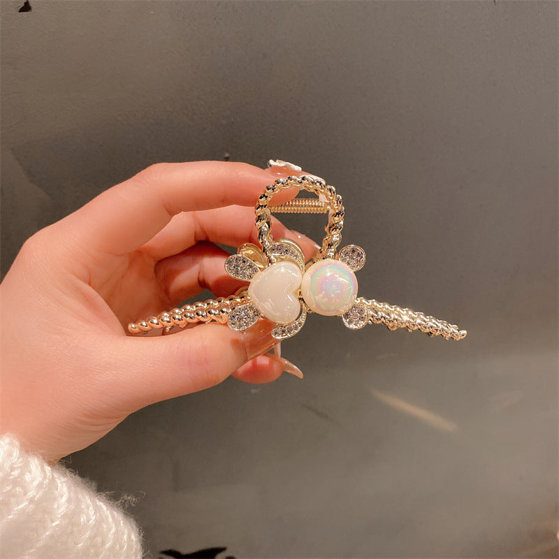 Super fairy flower clip new large metal butterfly clip female summer back head hair clip shark clip headdress hair clip 