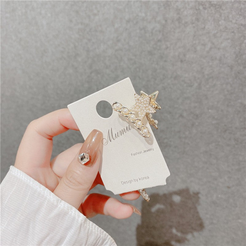 Super fairy flower clip new large metal butterfly clip female summer back head hair clip shark clip headdress hair clip 