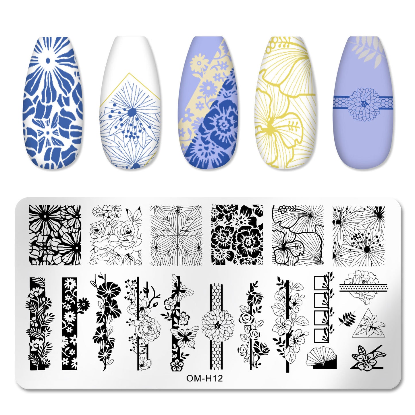 Cross-border popular printing template nail art steel plate rectangular printing plate painted ink template new printing ready stock 