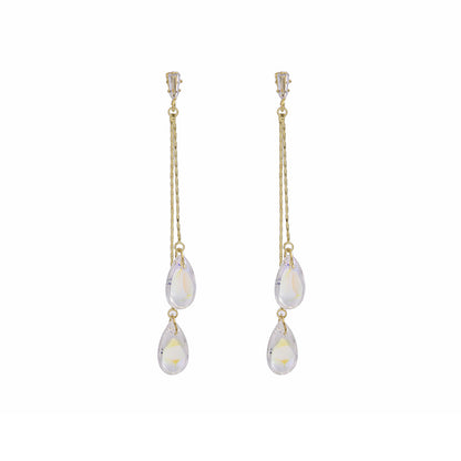 Silver Needle Retro Handmade Mermaid Tears Symphony Water Drop Earrings Tassel Super Fairy Temperament Fairy Style Beautiful Stud Earrings 