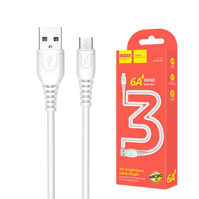 乐糖3米加长适用iPhone安卓Type-C数据线6A超级快充手机充电线3m