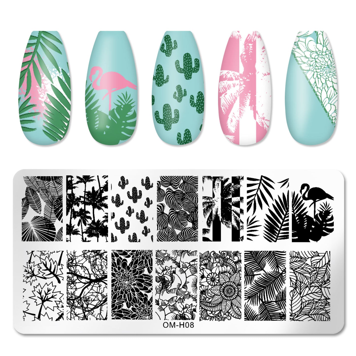 Cross-border popular printing template nail art steel plate rectangular printing plate painted ink template new printing ready stock 