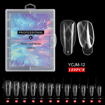 Cross-border manicure nail mold crystal extension paperless tray rapid phototherapy nail extension 120 pieces boxed factory wholesale 