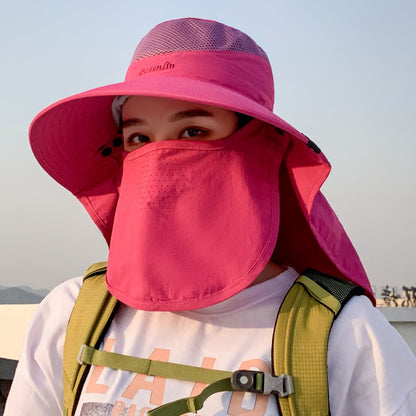 防晒帽子男士钓鱼帽夏季渔夫帽户外登山太阳帽遮脸防紫外线遮阳帽
