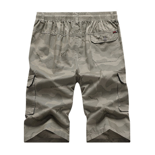 Cross-border summer new cotton capri pants men's shorts plus fat plus size thin section multi-pocket casual workwear 