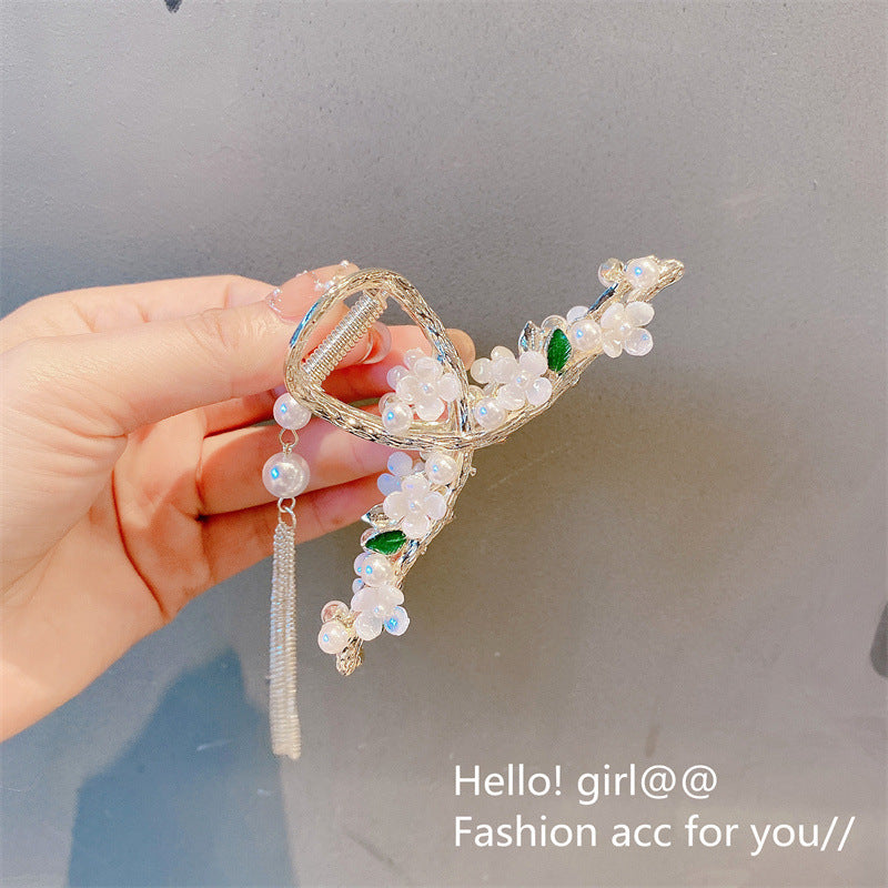 Super fairy flower clip new large metal butterfly clip female summer back head hair clip shark clip headdress hair clip 