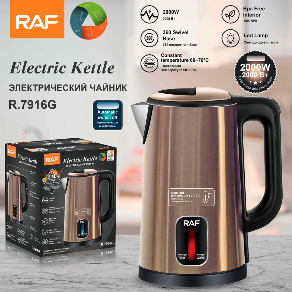 RAF European standard cross-border electric kettle stainless steel  household insulation kettle 2.5L automatic power-off large capacity – 7 MART