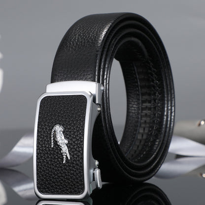 Men's belt automatic buckle skin alloy buckle head lychee pattern business casual belt men wholesale one drop shipping 