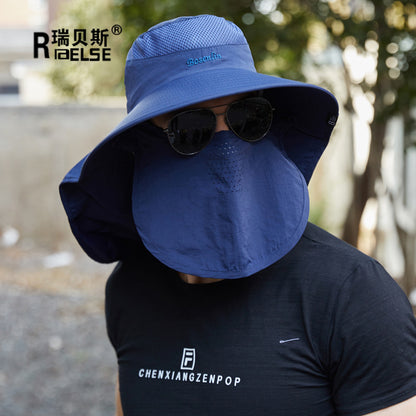 防晒帽子男士钓鱼帽夏季渔夫帽户外登山太阳帽遮脸防紫外线遮阳帽