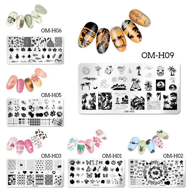 Cross-border popular printing template nail art steel plate rectangular printing plate painted ink template new printing ready stock 