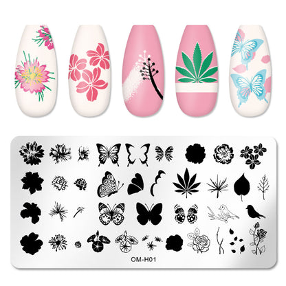 Cross-border popular printing template nail art steel plate rectangular printing plate painted ink template new printing ready stock 