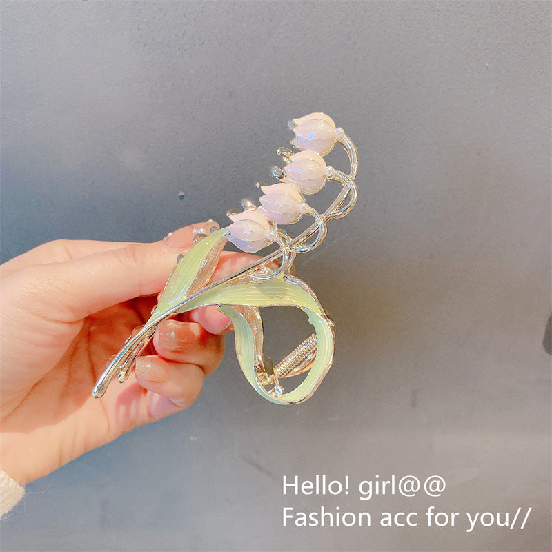 Super fairy flower clip new large metal butterfly clip female summer back head hair clip shark clip headdress hair clip 