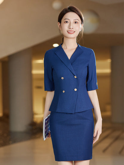 2024薄款夏季中袖老凤祥银楼店员服店长工作服高端黄金珠宝店工装