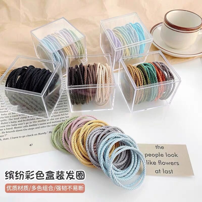 Korea 50 boxed colour ချည်မျှင်မြင့် မျှော့ဦးခေါင်းကြိုး အမျိုးသမီး၏ရိုးရှင်းပြီး မထိခိုက်စေဘဲ စိတ်နေစိတ်ထားရှိသော သားရေကွင်း ဆံပင် ခေါင်းစွပ်ကြိုး