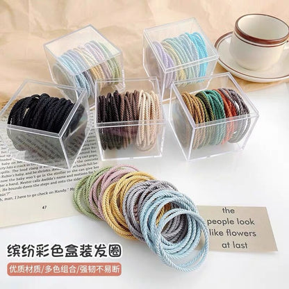 Korea 50 boxed colour ချည်မျှင်မြင့် မျှော့ဦးခေါင်းကြိုး အမျိုးသမီး၏ရိုးရှင်းပြီး မထိခိုက်စေဘဲ စိတ်နေစိတ်ထားရှိသော သားရေကွင်း ဆံပင် ခေါင်းစွပ်ကြိုး