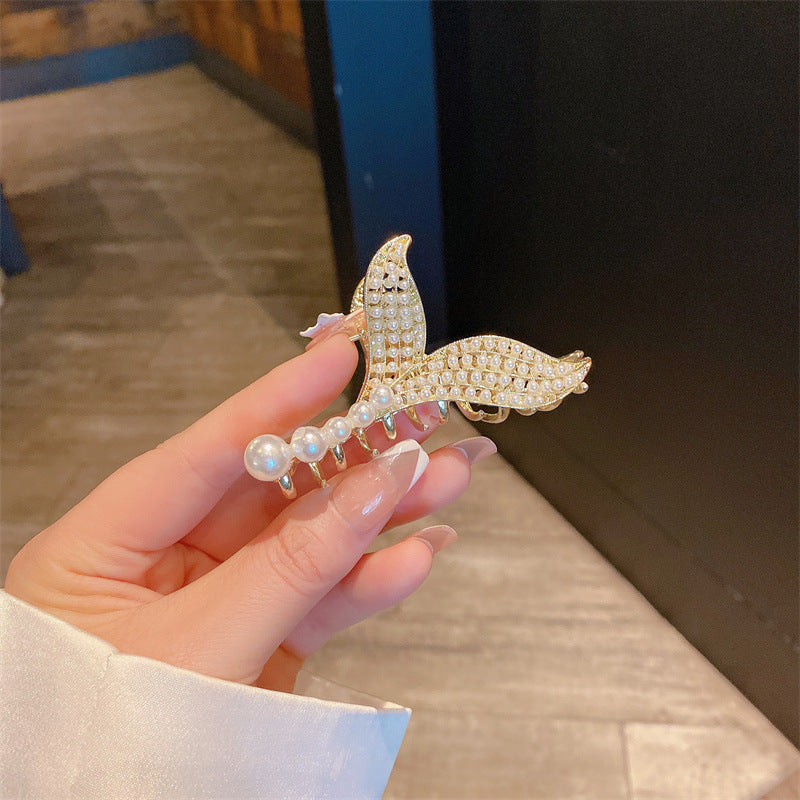 Super fairy flower clip new large metal butterfly clip female summer back head hair clip shark clip headdress hair clip 