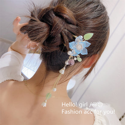 Super fairy flower clip new large metal butterfly clip female summer back head hair clip shark clip headdress hair clip 